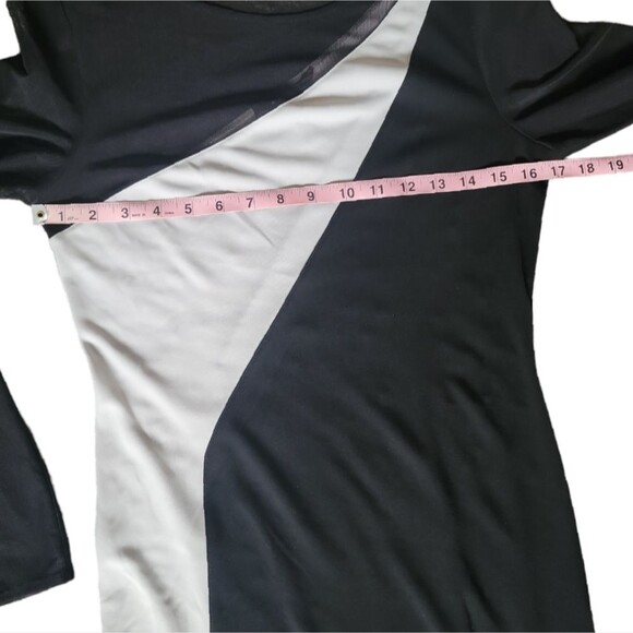 BCBGMAXAZARIA Black&White Mesh Sleeve Dress - M - Picture 8 of 10